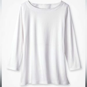NWT Coldwater Creek Women’s 3X White 100% Cotton Boatneck 3/4 Sleeved Tee